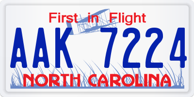 NC license plate AAK7224