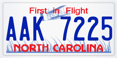 NC license plate AAK7225