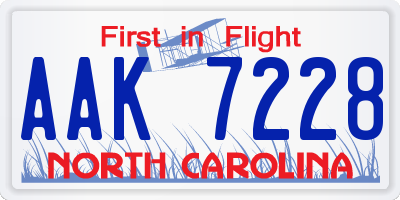 NC license plate AAK7228