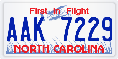 NC license plate AAK7229