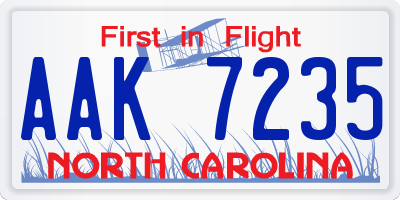 NC license plate AAK7235