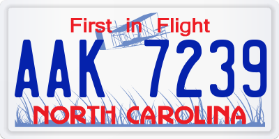 NC license plate AAK7239