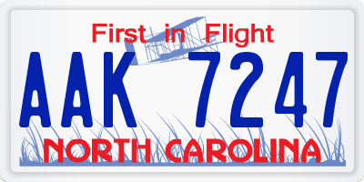 NC license plate AAK7247