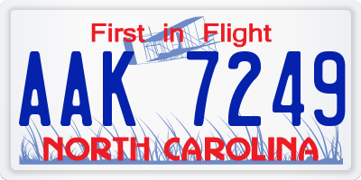 NC license plate AAK7249