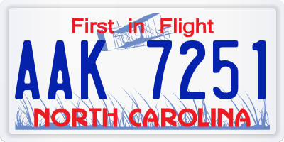 NC license plate AAK7251