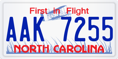 NC license plate AAK7255