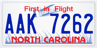 NC license plate AAK7262