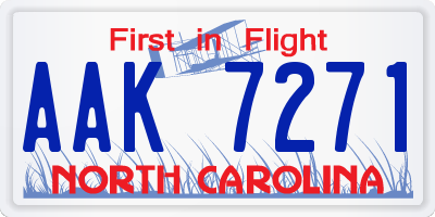 NC license plate AAK7271