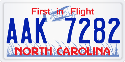 NC license plate AAK7282