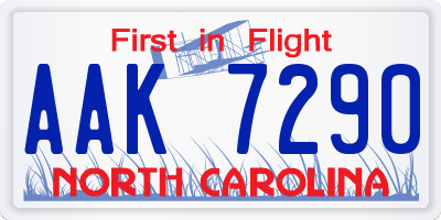 NC license plate AAK7290