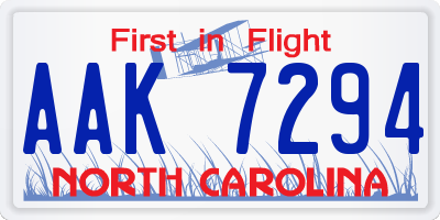 NC license plate AAK7294