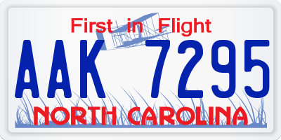 NC license plate AAK7295