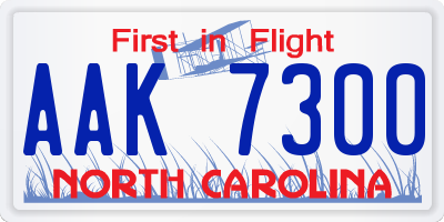 NC license plate AAK7300