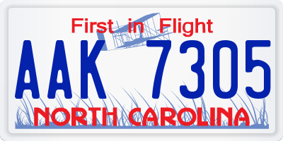 NC license plate AAK7305