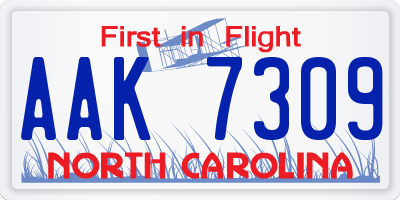 NC license plate AAK7309