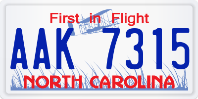 NC license plate AAK7315