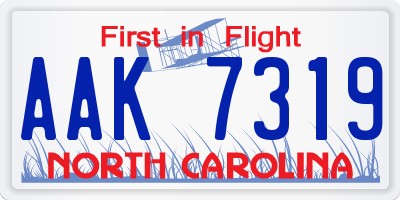 NC license plate AAK7319