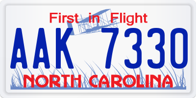 NC license plate AAK7330