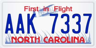 NC license plate AAK7337