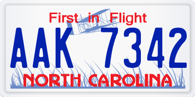 NC license plate AAK7342