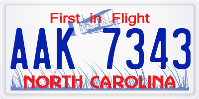 NC license plate AAK7343