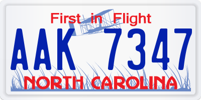 NC license plate AAK7347