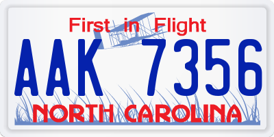 NC license plate AAK7356