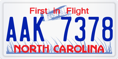 NC license plate AAK7378