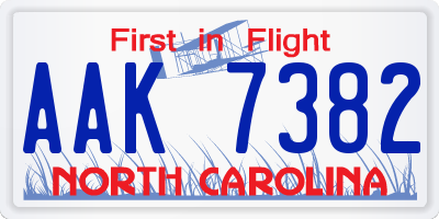 NC license plate AAK7382