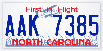 NC license plate AAK7385