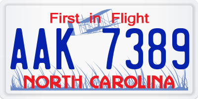 NC license plate AAK7389