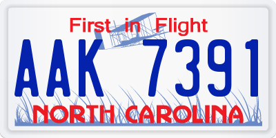 NC license plate AAK7391