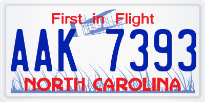 NC license plate AAK7393