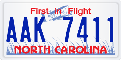 NC license plate AAK7411