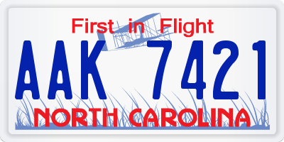 NC license plate AAK7421