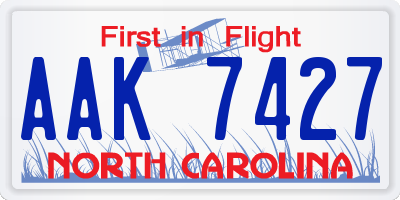 NC license plate AAK7427