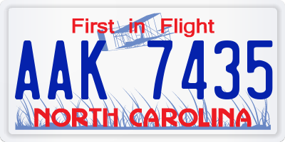 NC license plate AAK7435