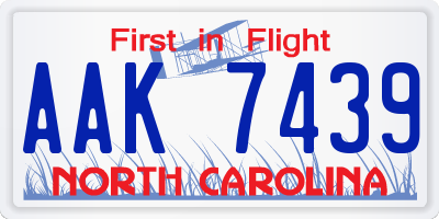 NC license plate AAK7439