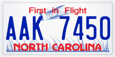 NC license plate AAK7450