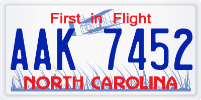 NC license plate AAK7452