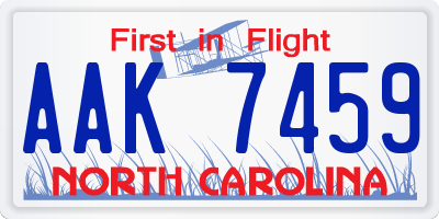NC license plate AAK7459