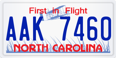 NC license plate AAK7460
