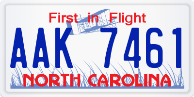 NC license plate AAK7461