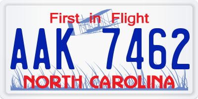 NC license plate AAK7462