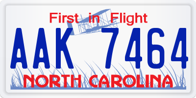 NC license plate AAK7464