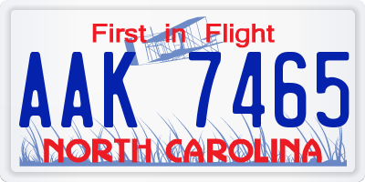 NC license plate AAK7465