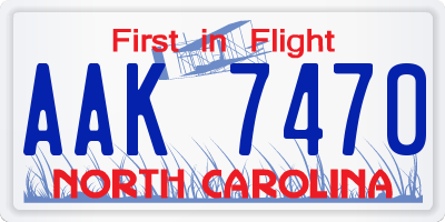 NC license plate AAK7470