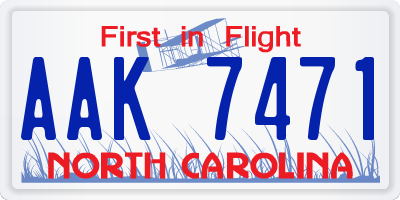 NC license plate AAK7471