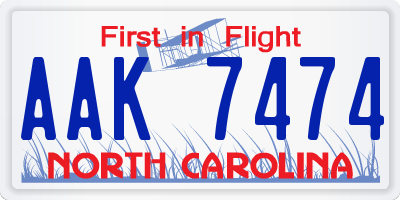 NC license plate AAK7474