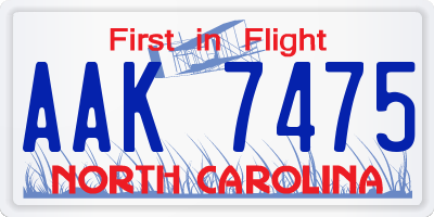 NC license plate AAK7475